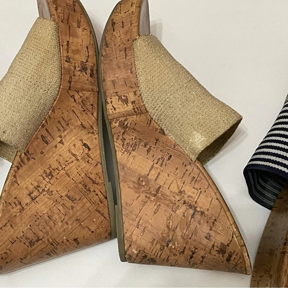 Wild Pair Slip On platform Cork Wedges size 6.5 (3 pairs) gold blue red orange - Picture 6 of 16